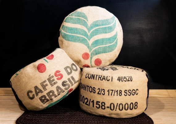 Burlap on sale pouf ottoman