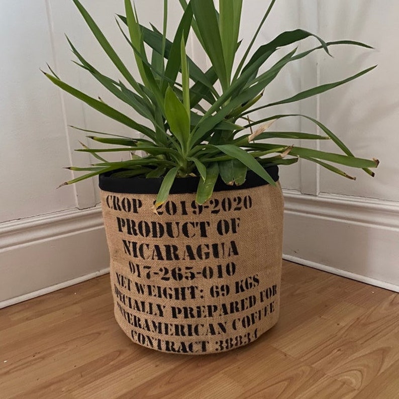 Custom Plant Pot Cover by Your Size Eco Burlap Fabric Planter Etsy