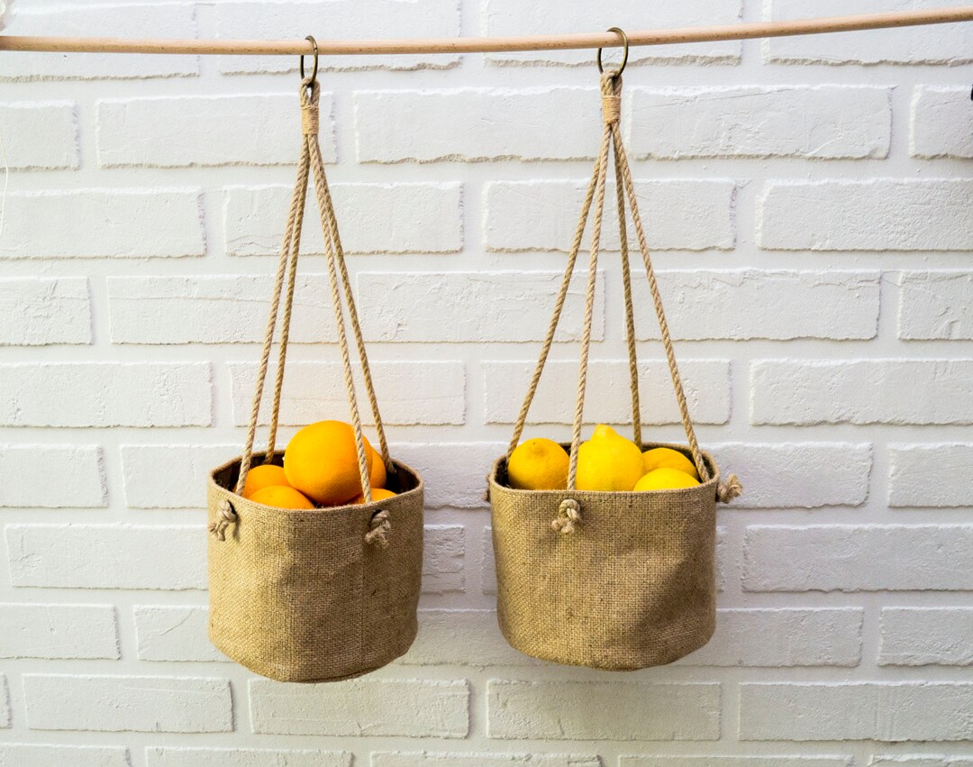 Fruit and Vegetable Hanging Basket for Kitchen Small Jute Baskets With