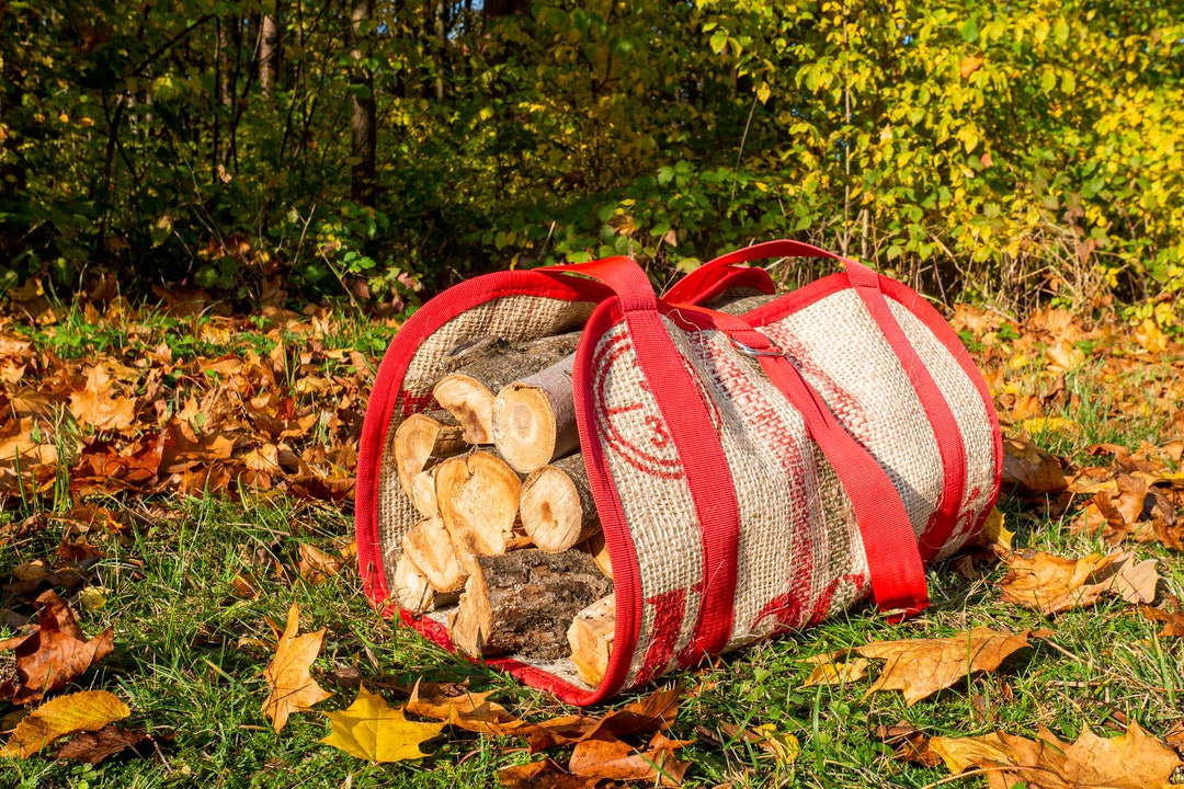 Rustic Sisal Log Carrier. Sling Bag for Firewood and Wood Etsy