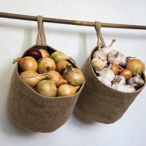 Small sundries jute fabric storage basket Wall hanging burlap baskets with handle made of coffee sack