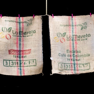 Autentica borsa da caffè in sisal grezzo in vendita dalla Colombia utilizzata per l'artigianato Zero Waste