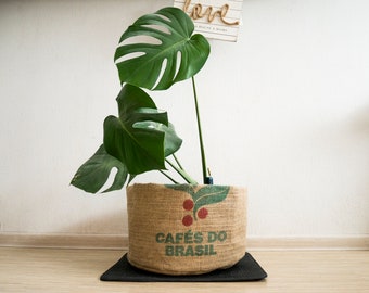 Sackleinen individueller Pflanztopf Korbbezug Umweltfreundlicher Stoffpflanztopf aus Kaffeesack Rustikales, stilvolles Wohndekor