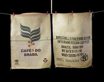 Coffee sack of Brazilian cofe Burlap coffee used bags Zero Waste upcycled rustic design