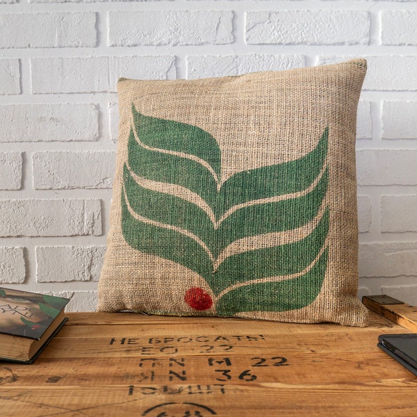 Burlap Coffee Sack Pillow: Rustic Vintage Design, Eco Friendly Cushion (45x45cm)