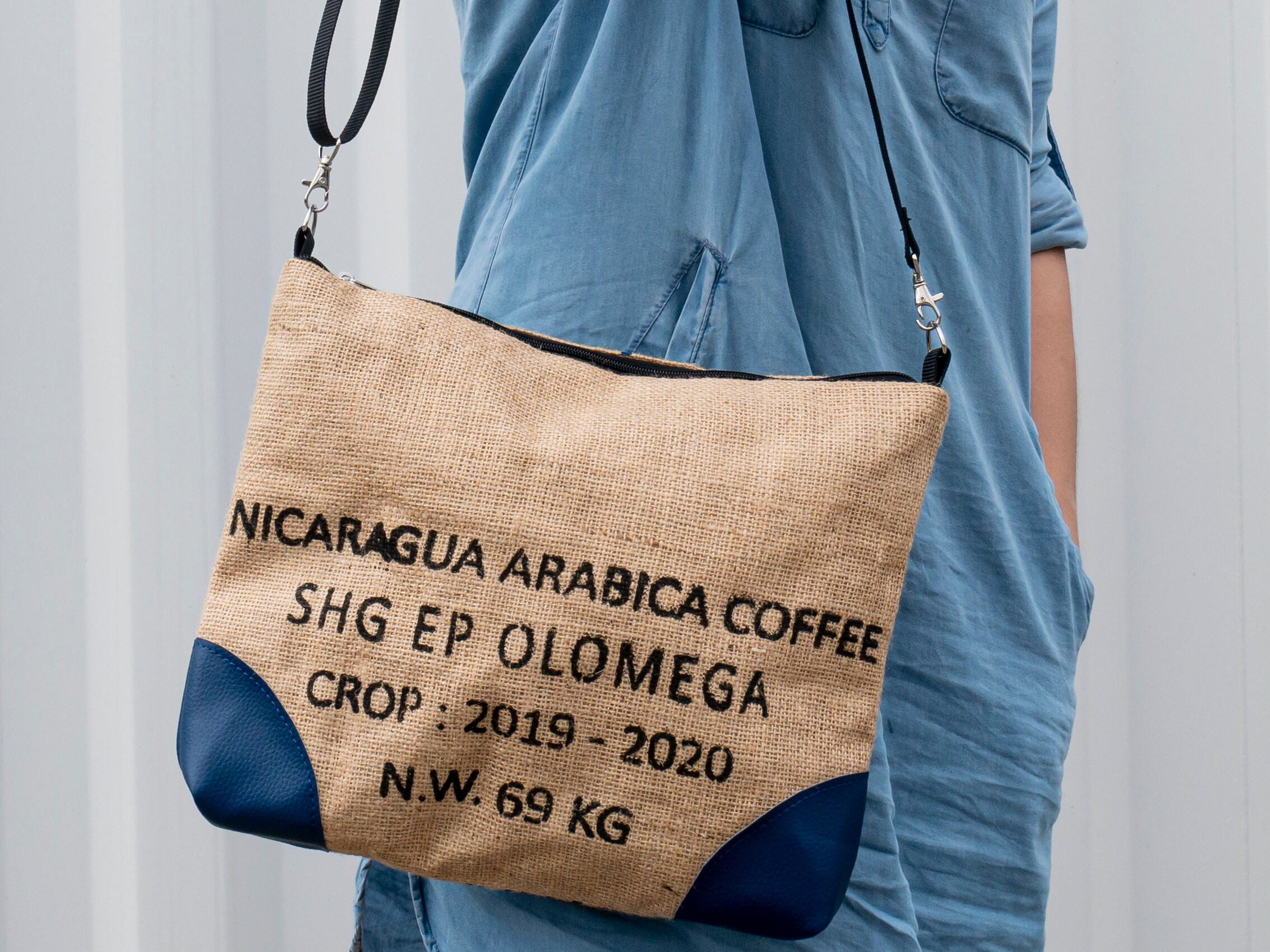One of a kind large handmade messenger bag made of coffee bags Coffee Messenger Bag - Etsy main image 3