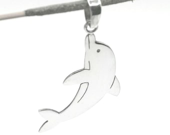 Colgante de delfin en Plata 925, dije de animal, colgante de naturaleza, joyas de animales, regalo para ella, colgante animales, dije delfín