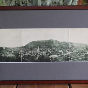 Rumania. Panorama de Brasov, de cuatro postales antiguas dobladas. Brasso, Kronstadt, Latkep. Foto antigua de Rumania