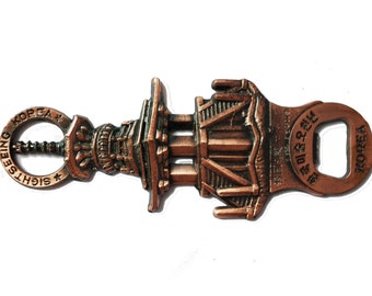 Vintage Korean Brass Bottle Opener, Seoul Souvenir