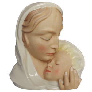 Madonna and Child, porcelain figure, glued figure in old times, Pirkenhammer Czech Republic, 1930s