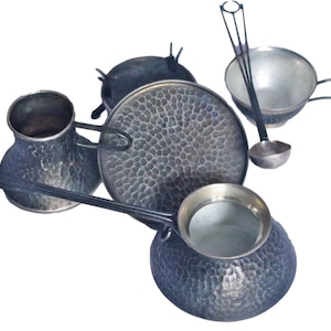 Coffee maker, cauldron,  Coffee set, hammered steel, old Russia, Russian handicraft. Unused.