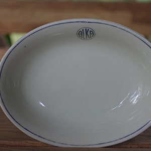 Oval plate, bowl with the ALKA company logo. Karlskrona, Sweden 1960s.  Vintage style butter dish