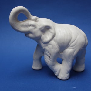 Ceramic elephant, old, very naturalistic, white lucky elephant, 7 inches long, 6 inches high!