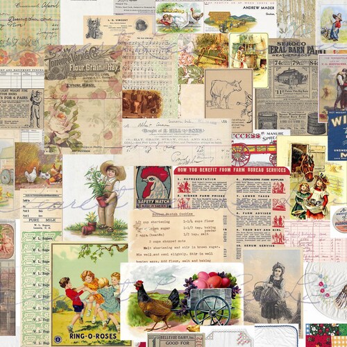 Vintage Ephemera Pack 21 Digital Junk Journal Kit Includes Etsy