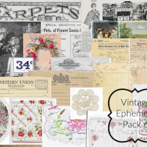 Vintage Ephemera Pack 6 Printable Bits and Pieces Journaling Cards Telegrams Ledger Paper Receipts Vintage Printable Linens