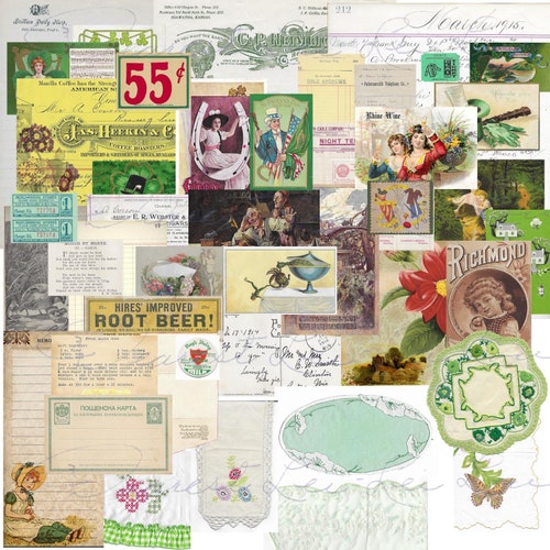 Vintage Ephemera Pack 21 Digital Junk Journal Kit Includes Etsy