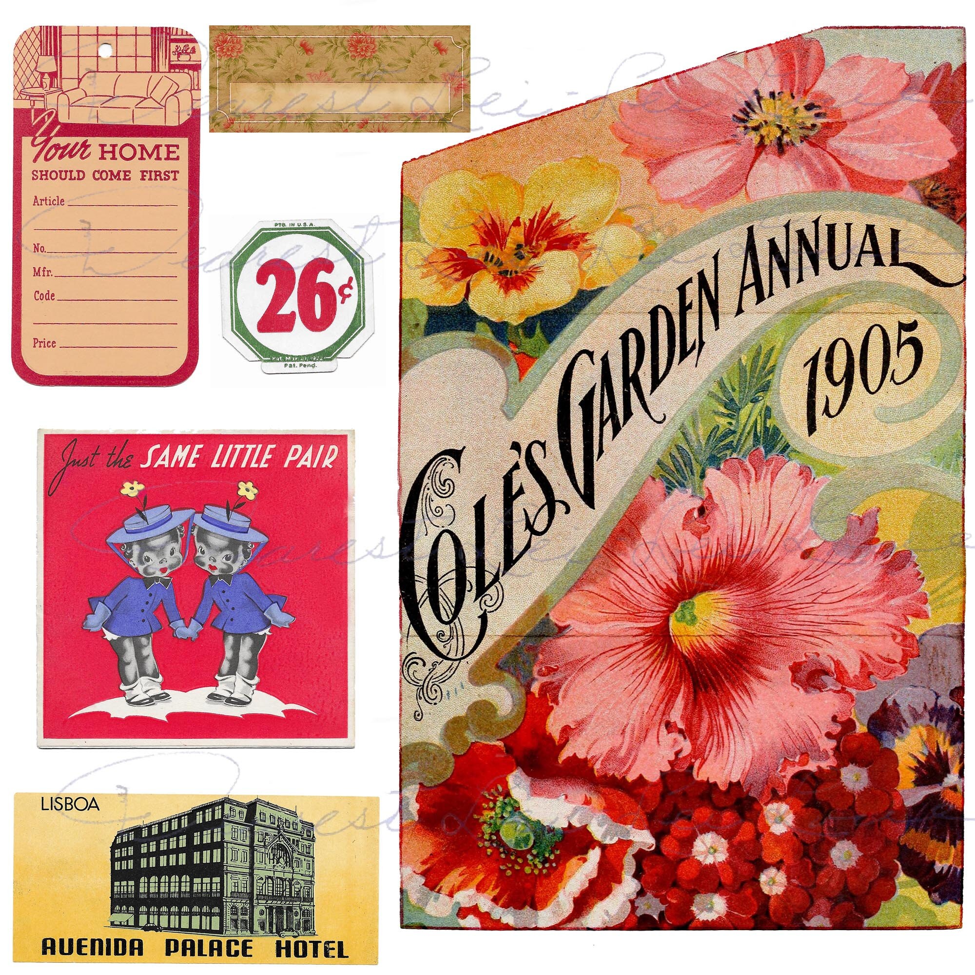 Vintage Ephemera Pack 21 Digital Junk Journal Kit Includes Etsy