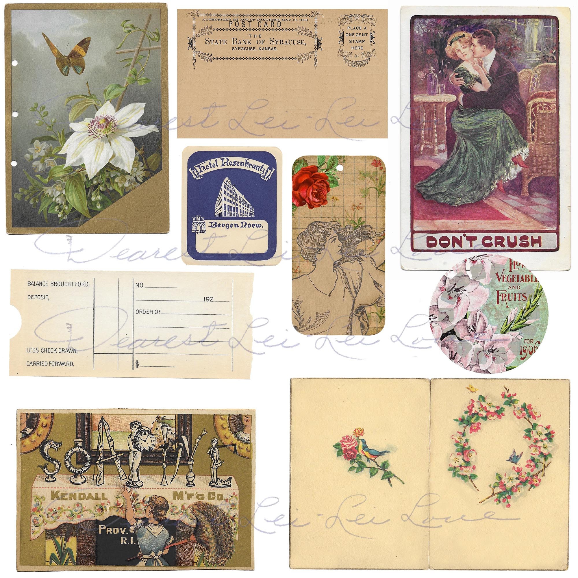 Vintage Ephemera Pack 19 Digital Junk Journal Kit Includes Ledger Paper ...