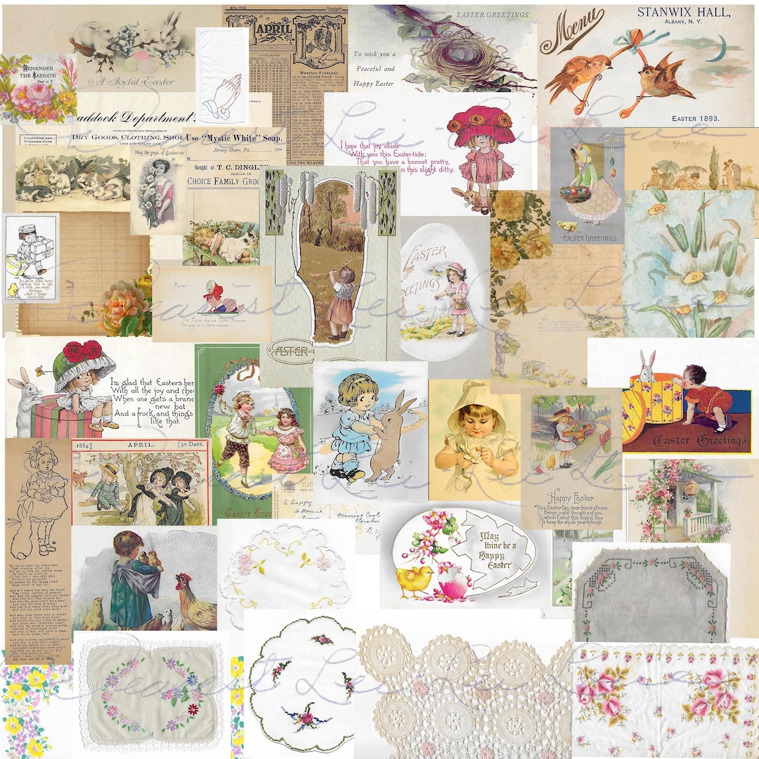 Vintage Ephemera Pack 31 Easter Theme Digital Junk Journal Kit Vintage ...