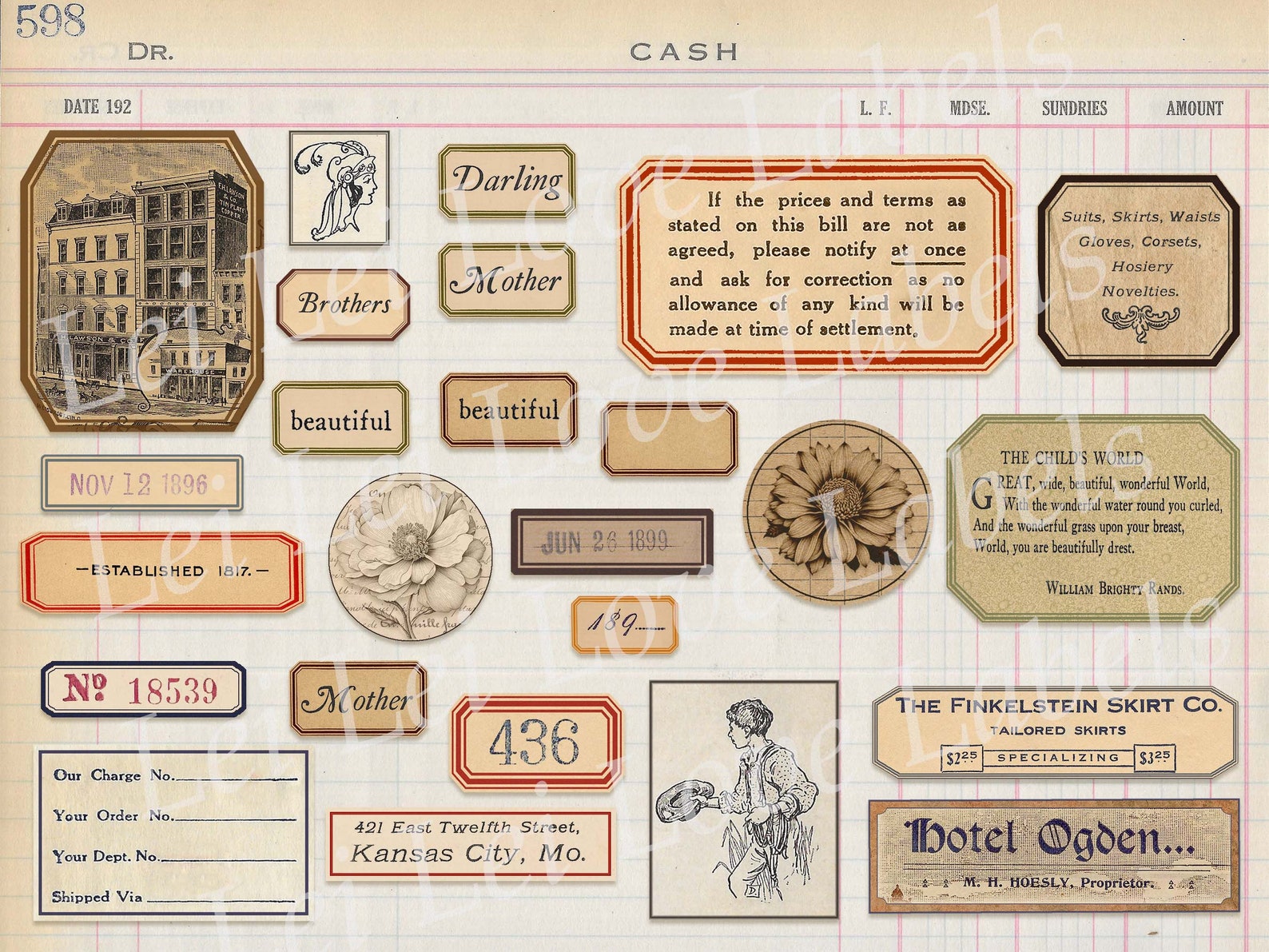 Vintage Labels 80 + - Junk Journal -printable Vintage Labels- Digital ...