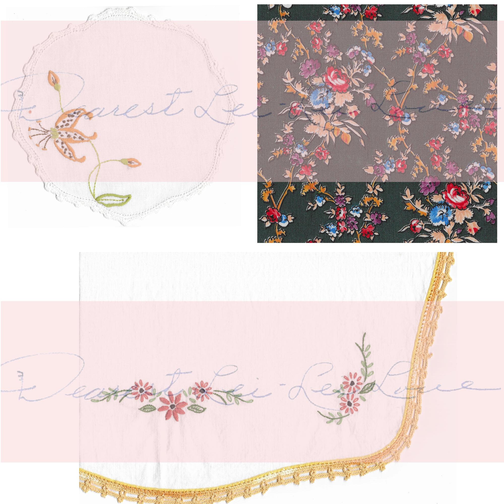 Digital Vintage Linens Pack 2 Printable Embroidered Linens Hankies ...