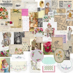 Vintage Ephemera Pack 17 Bambina a tema Ephemera Vittoriano Trading Cards Ledger Carta Postale Carte Vintage Amore Benedetto Junk Journal Kit