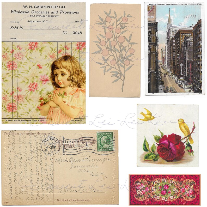 Vintage Ephemera Pack 21 Digital Junk Journal Kit Includes Etsy