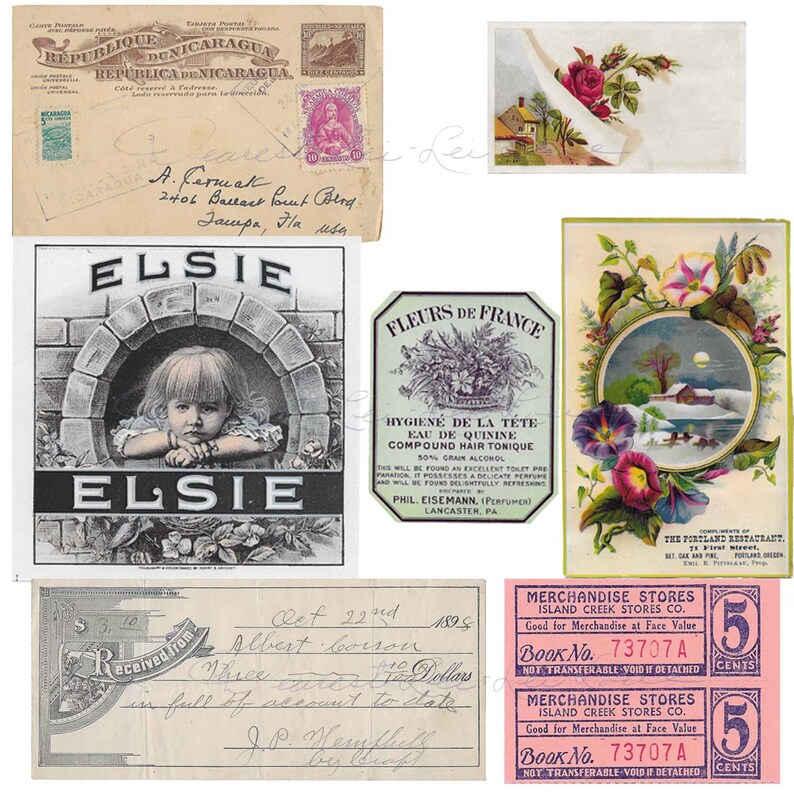 Vintage Ephemera Pack 14 Digital Junk Journal Kit Includes Etsy