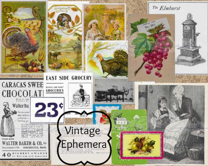Vintage Kitchen Digital Ephemra Pack Postcards Linens Etsy