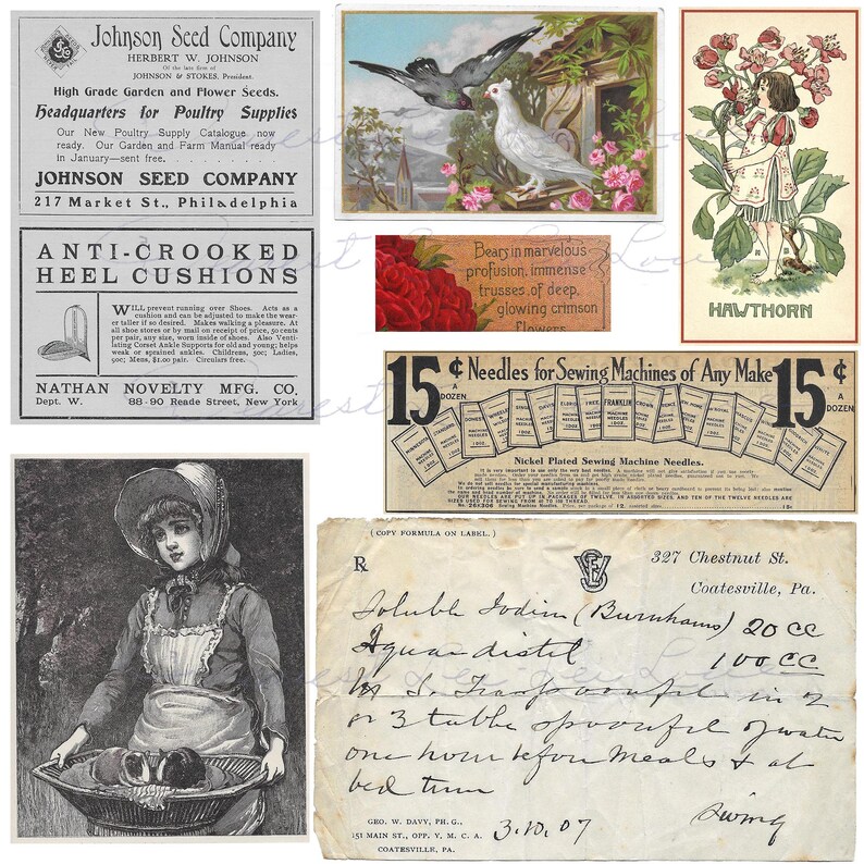 Vintage Ephemera Pack 21 Digital Junk Journal Kit Includes Etsy
