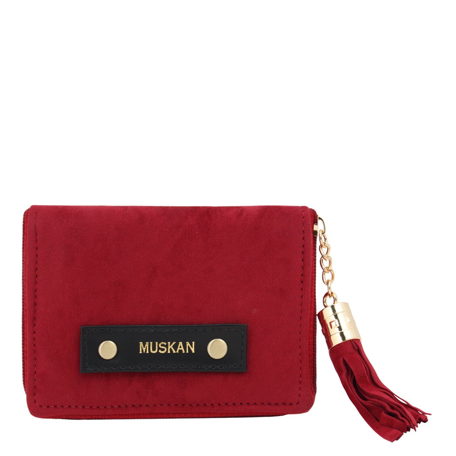 Personalise Suede Compact Wallet with Metal Tassel Etsy