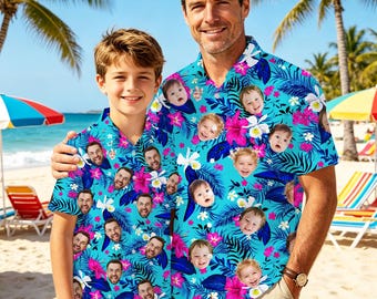 Custom Face Hawaiian Shirt: Personalized Tropical Photo Outfit, Father's Day Gift