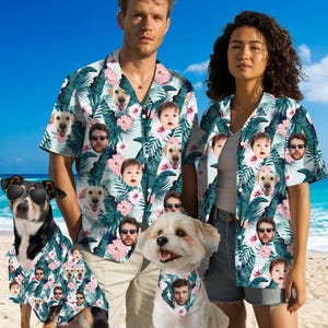 Custom Hawaiian Shirt with Dog Pet Face,Personalized Hawaiian Shirt for Bachelor Party,Custom Dog Hawaiian Shirt Bandana,Face Hawaiian Shirt