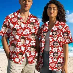 Custom Face Hawaiian Shirt: Personalized Couple Matching Shirt