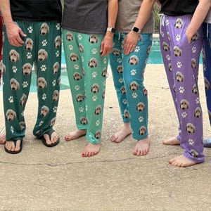 Custom Face Pajama Pants with Dog Paw: Personalized PJs