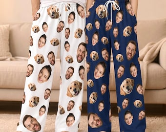 Custom Pajama Pants with Faces, Mutiple Faces on Pajamas, Women Pajama Pants, Personalized Pajamas with Face, Custom Face Pajamas, Christmas