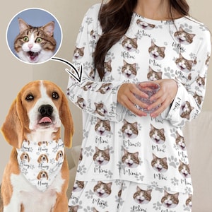 Custom Pet Face Pajama Set: Personalized Dog Cat Photo PJs