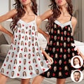 Custom Face Strapless Pajama Dress, Personalized Women's Nightgown, Valentine's Day Gift