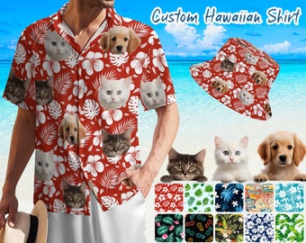 Custom Hawaiian Shirt with Dog Faces, Personalized Hawaiian Shirt for Bachelor Party, Custom Group Shirt with Logo, Face Hawaiian Shirt Men
