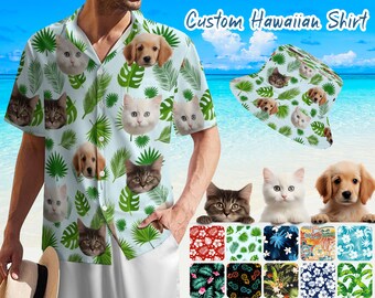 Custom Hawaiian Shirt with Faces Photo Logo, Personalized Hawaiian Shirt for Bachelor Party, Custom Group Shirt, Face Hawaiian Shirt Men