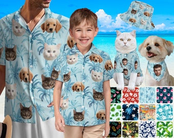 Custom Hawaiian Shirt/Bucket Hats/Dog Shirt/Dog Bandana, Personalized Hawaiian Shirt for Bachelor Party, Custom Dog Hawaii Shirt with Face
