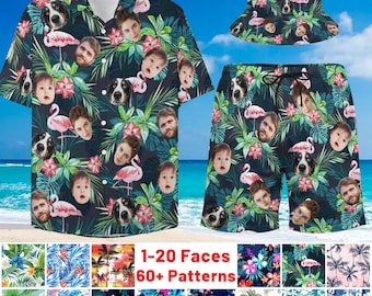 Custom Face Hawaiihemd, Shorts & Fischerhut Set: Junggesellenabschied Outfit