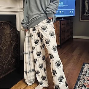 Custom Pet Face Pajama Pants: Personalized Dog Cat Portrait Pajamas