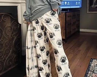 Custom Pet Face Pajama Pants: Personalized Dog Cat Portrait Pajamas