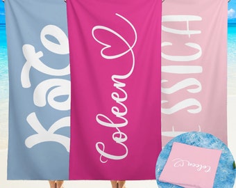Personalized Beach Towel, Custom Name Bath Towel, Custom Pool Towel, Beach Towel With Name, Outside Birthday Vacation Gift, Beach Towel Text