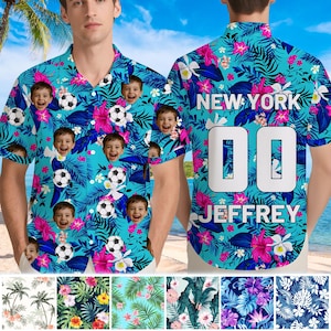 Custom Face Soccer Hawaiian Shirt: Personalized Photo World Cup 2026 Apparel