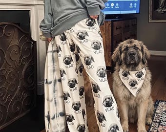 Custom Pet Face Pajama Pants: Personalized Dog Cat Portrait Pajamas