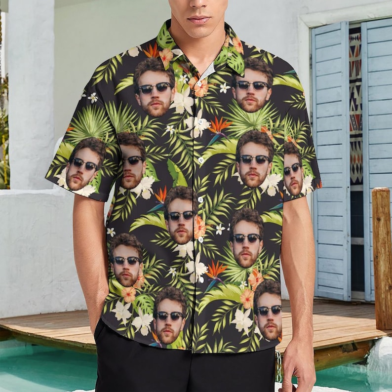 Custom Hawaiian Shirt with Faces, Personalized Hawaiian Shirt for Bachelor Party, Custom Group Shirt, Face Hawaiian Shirt Men Women Kid image 4