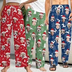 Custom Face Christmas Pajama Pants, Personalized Family Gift