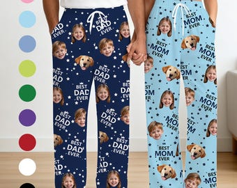 Custom Best Dad Ever Pajama Pants, Personalized Dad's Gift, Sleepwear with Photo Picture,Father's Day Gift, Baby Face pajamas for Grandpa